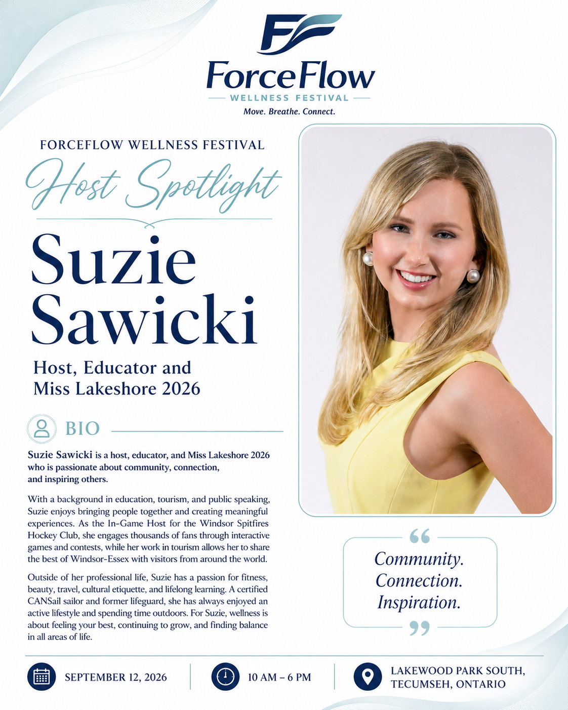 Suzie Sawicki, Event Host · Educator · Miss Lakeshore 2026